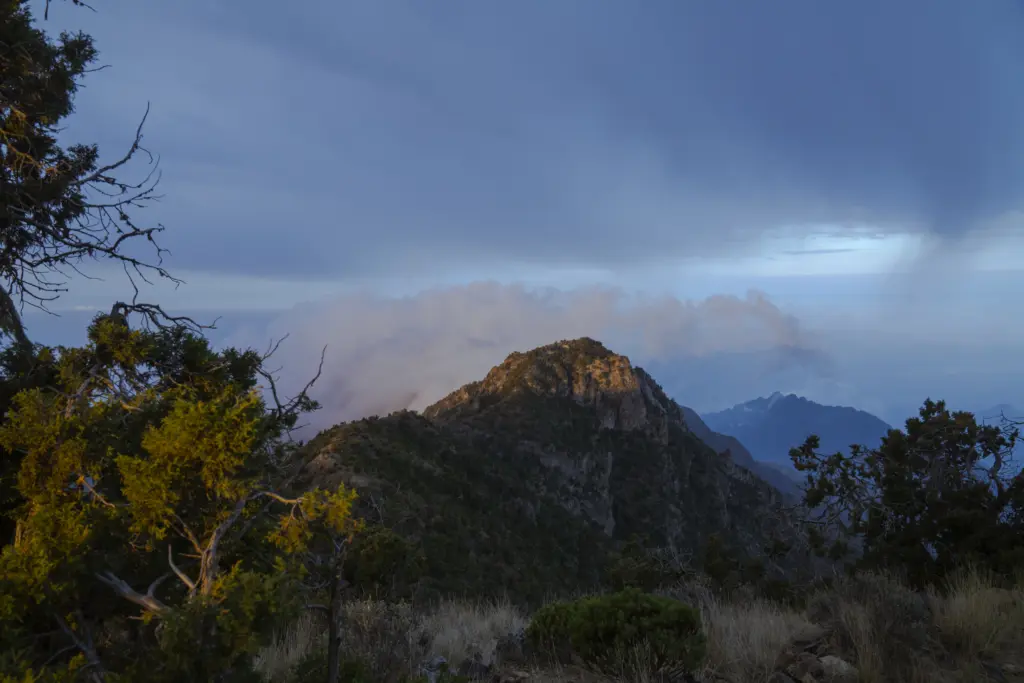 A view of a peak in the Asir mountains at sunset